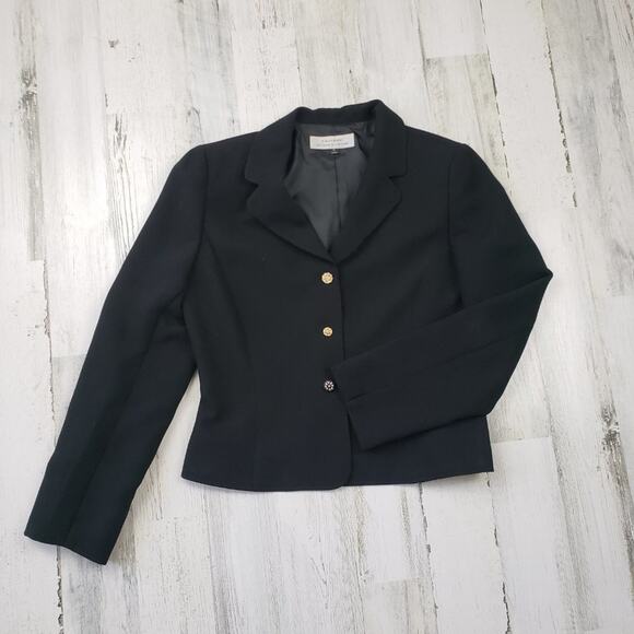 Tahari Arthur Levine Solid Black 3-Button Blazer Jacket Women's Size 10 - Picture 2 of 13